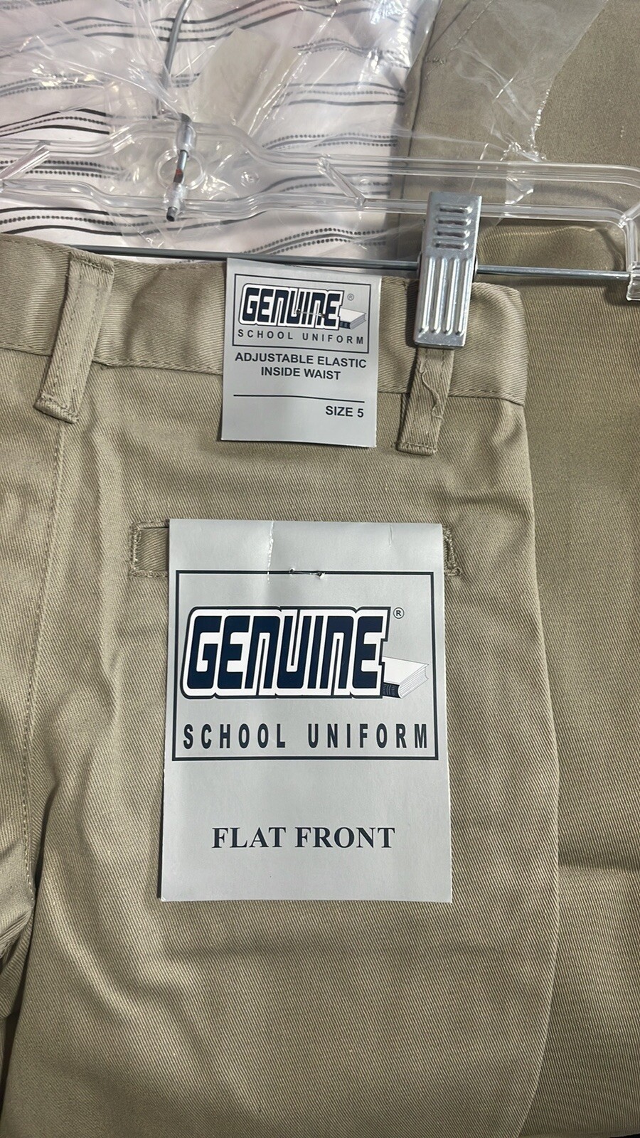 School Uniform Pants Flat Front KHAKI Size-5 NWT.