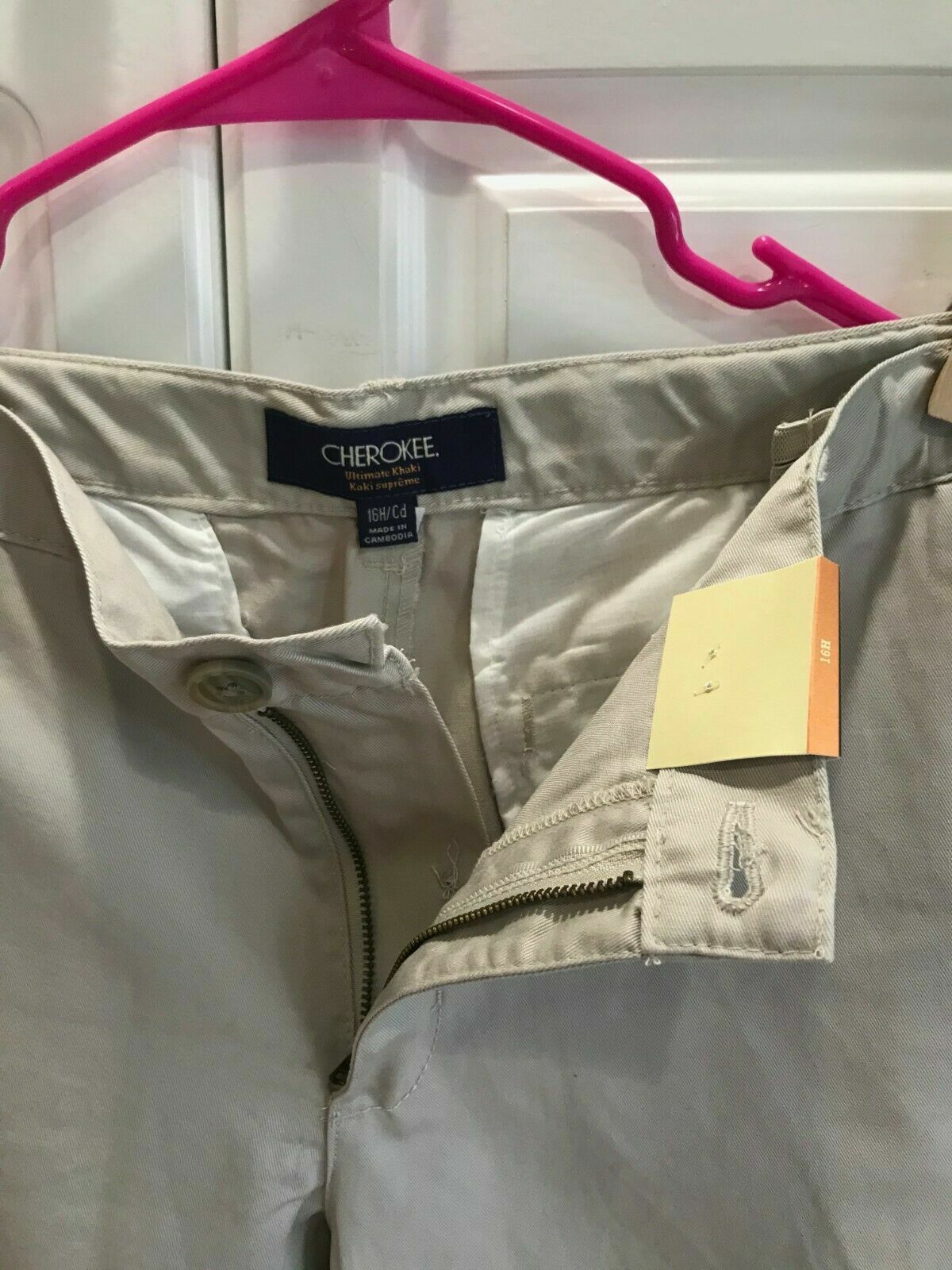 2-New Boys Cherokee Uniform Pants Size 16 Husky Adjustable Waist Oyster Color