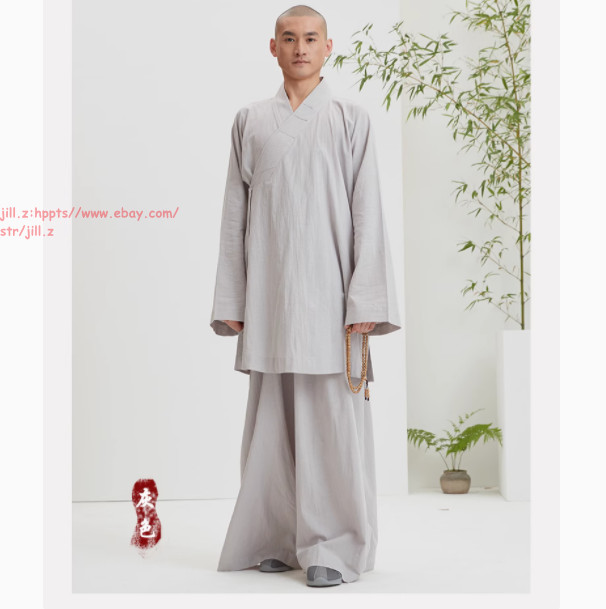 Buddhist Shaolin Monk Robe Full Set/Cotton Thin Kung Fu Suit Meditation Uniforms