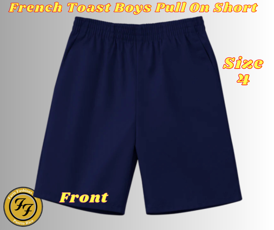 French Toast Boys School Uniform Pull Up Short, All Elastic Waist , Navy Size 4.