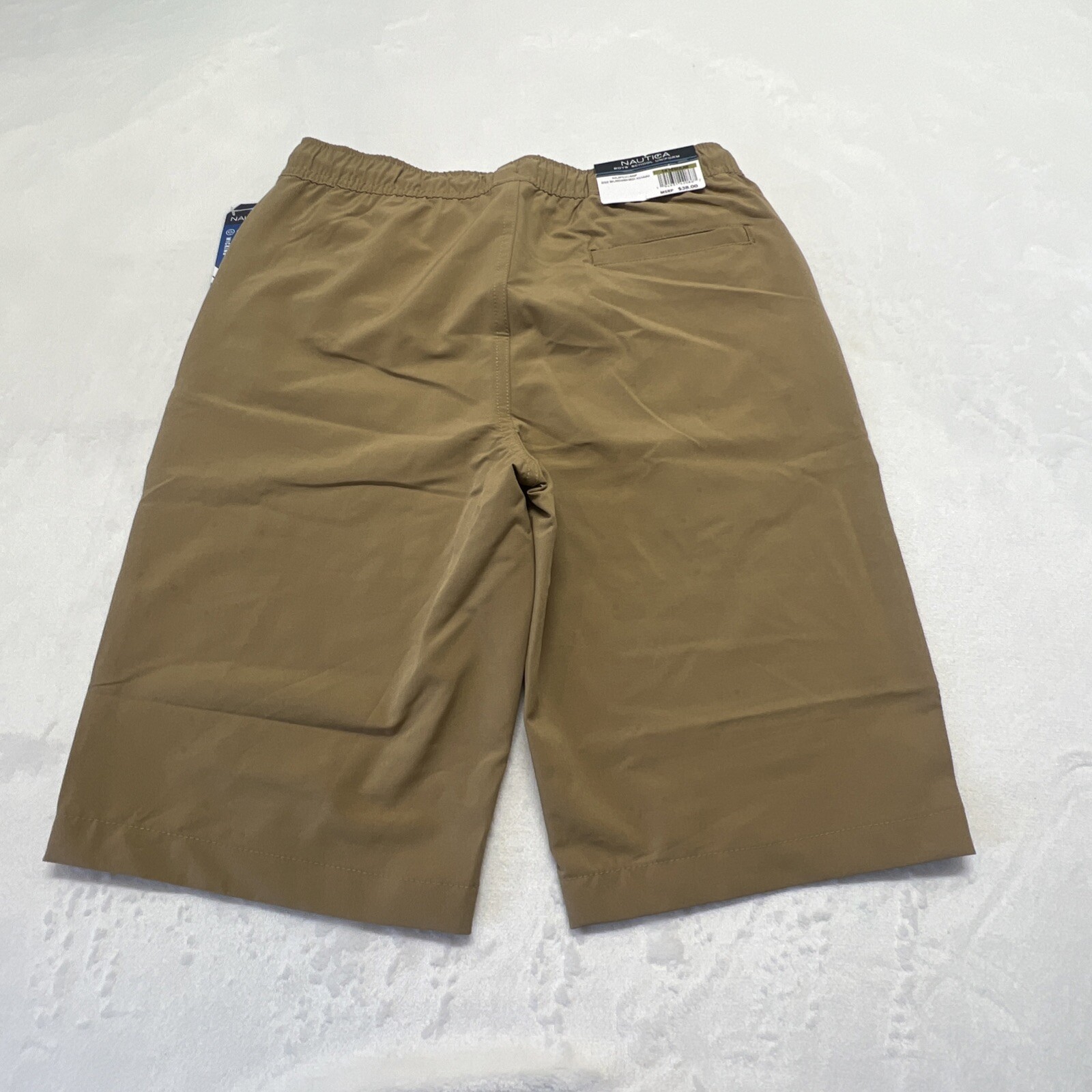 NWT Nautica Boys 14 R School Uniform Performance Tan Khaki Short Elastic Waist