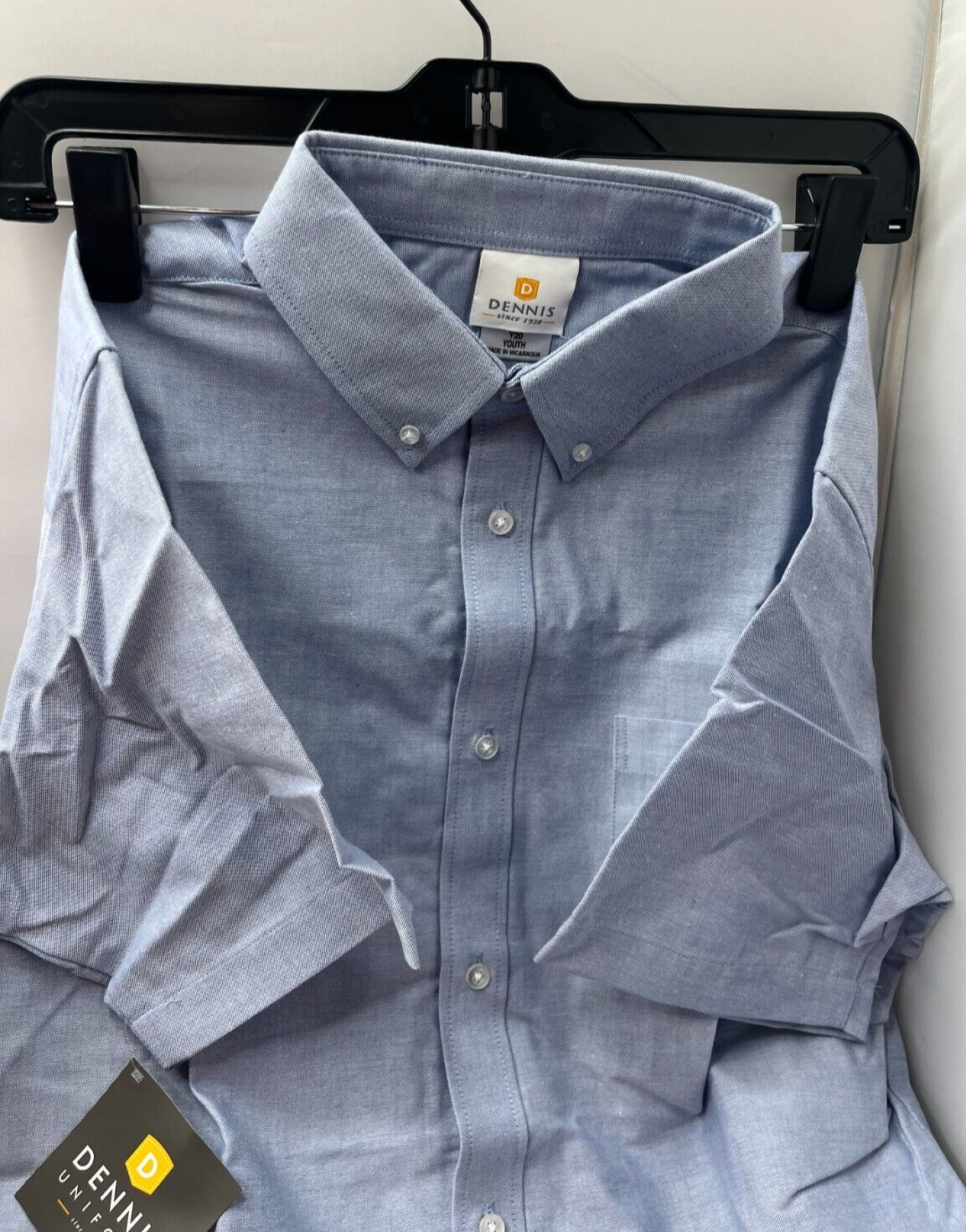 2pk DENNIS UNIFORM Unisex/Boys Oxford Short Sleeve Shirt, Blue Size Y20 Youth