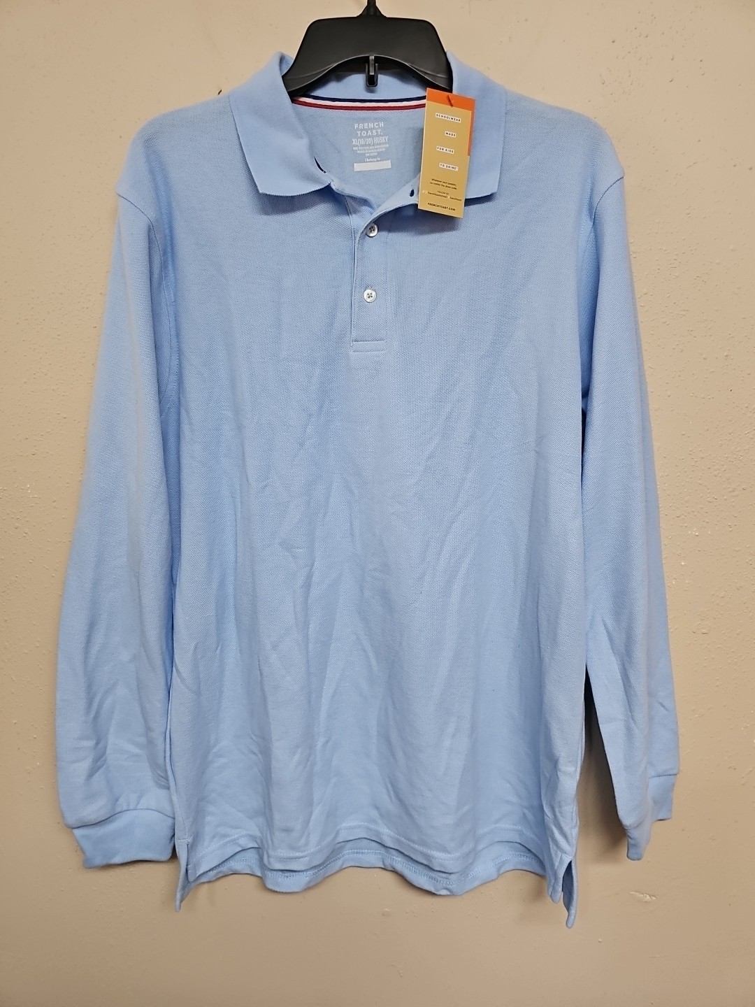 NWT FRENCH TOAST Boy’s Uniform T-Shirt Long Sleeve Cotton Blend Blue.Size XL
