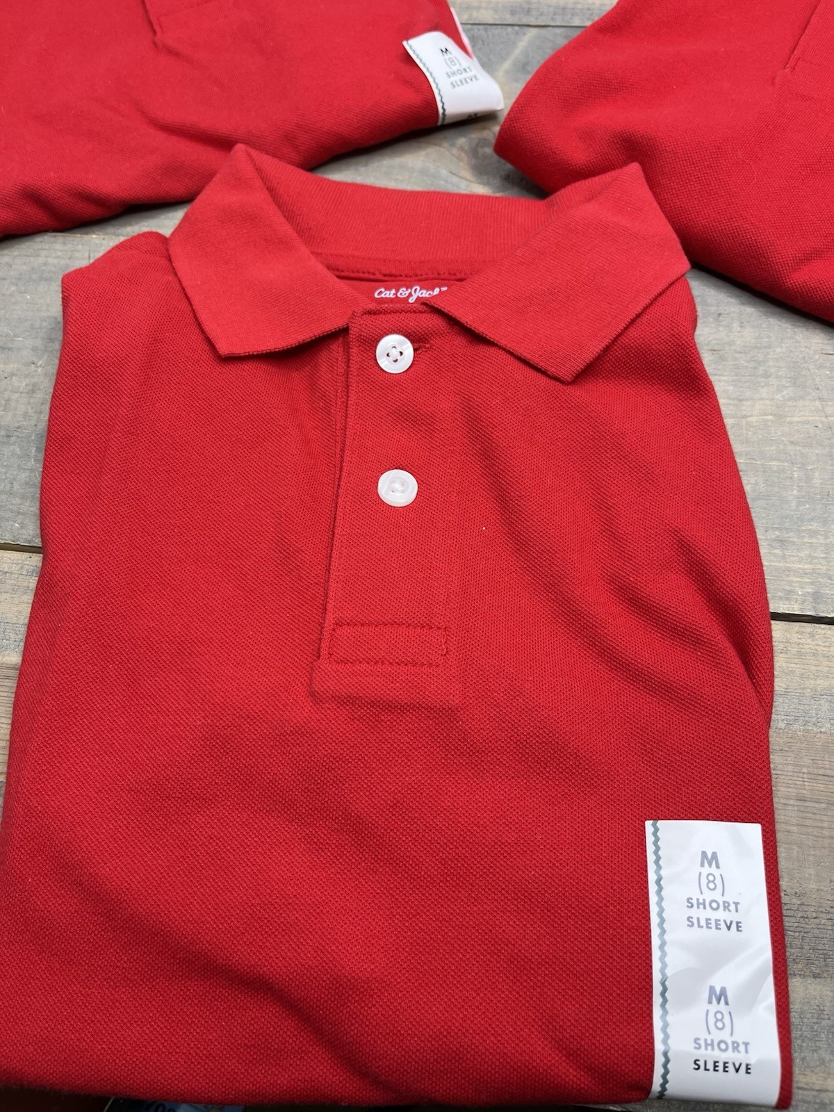 Lot of 3 Red Polo Shirts School Uniform Cat & Jack Size 8 NWT