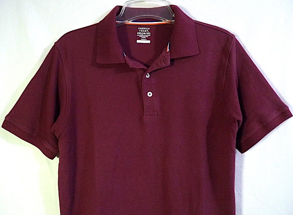 French Toast Kids School Wear Burgundy Short Sleeve Pique Polo size 2XL (18/20)