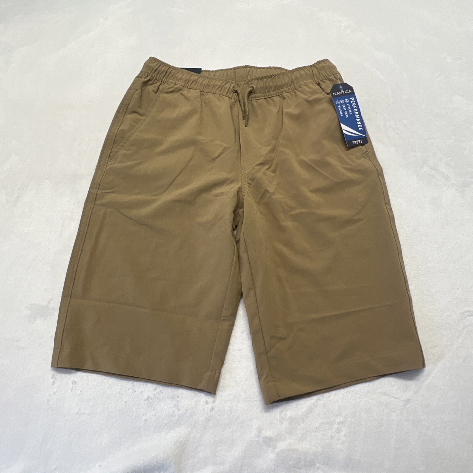 NWT Nautica Boys 14 R School Uniform Performance Tan Khaki Short Elastic Waist