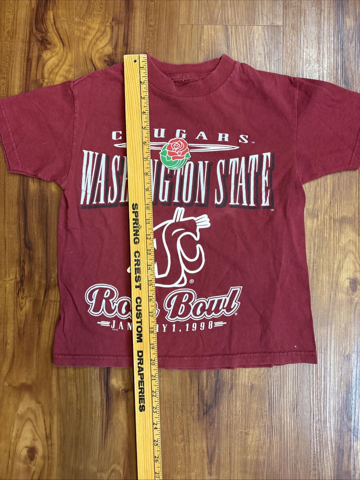 Vtg 90s WASHINGTON STATE COUGARS Football 1998 ROSE BOWL T-Shirt Youth. No Tag