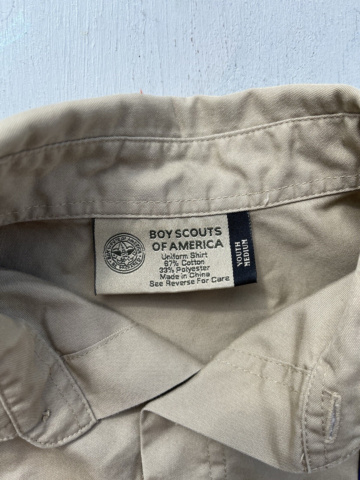 Kid’s Boy Scouts of America Shirt Beige Uniform Official M Chief Outdoors Camp