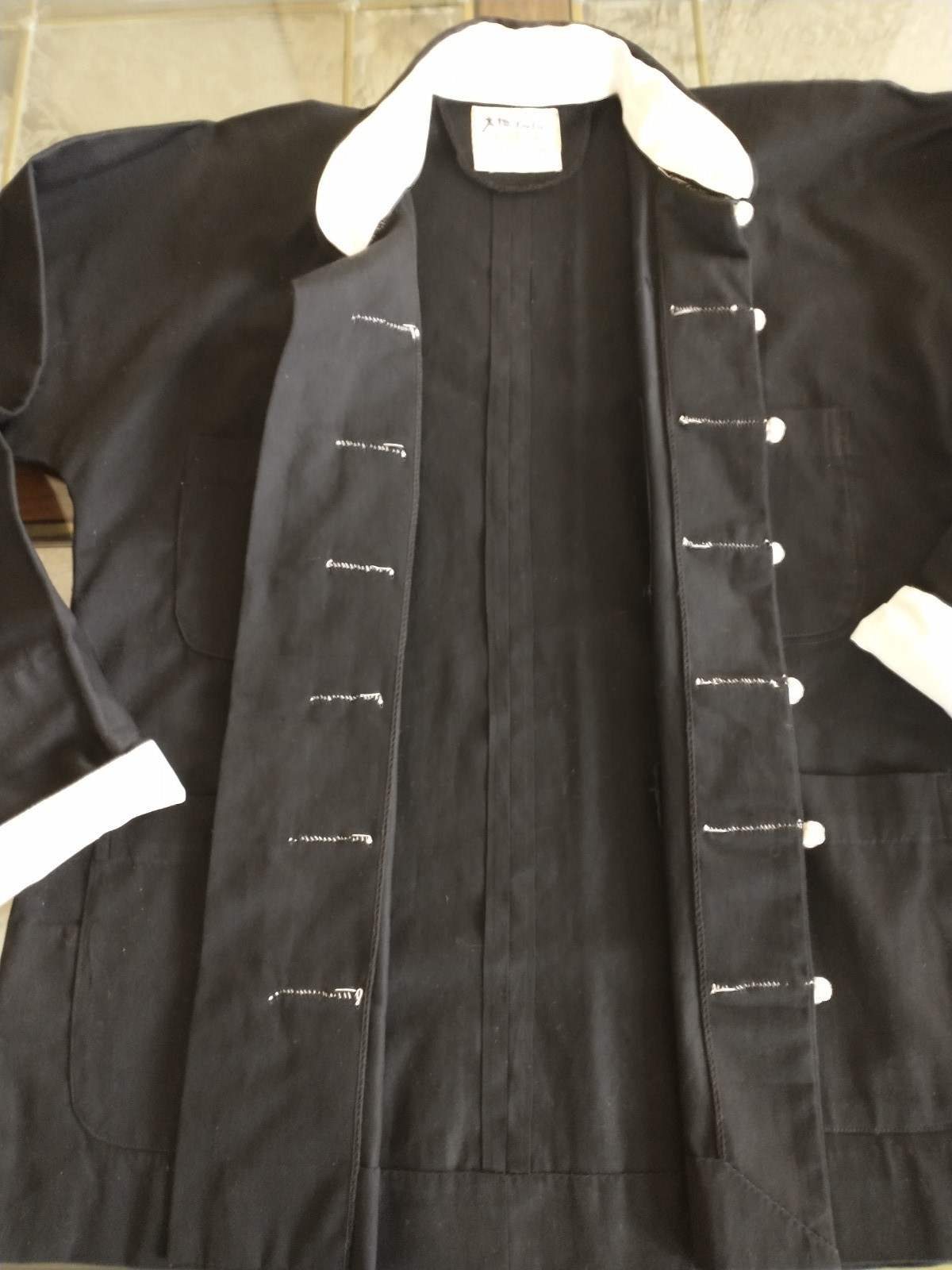 Vintage Da Di Tang Jacket Black W/Frog Buttons Mandarin Collar Boys 14 Bruce Lee