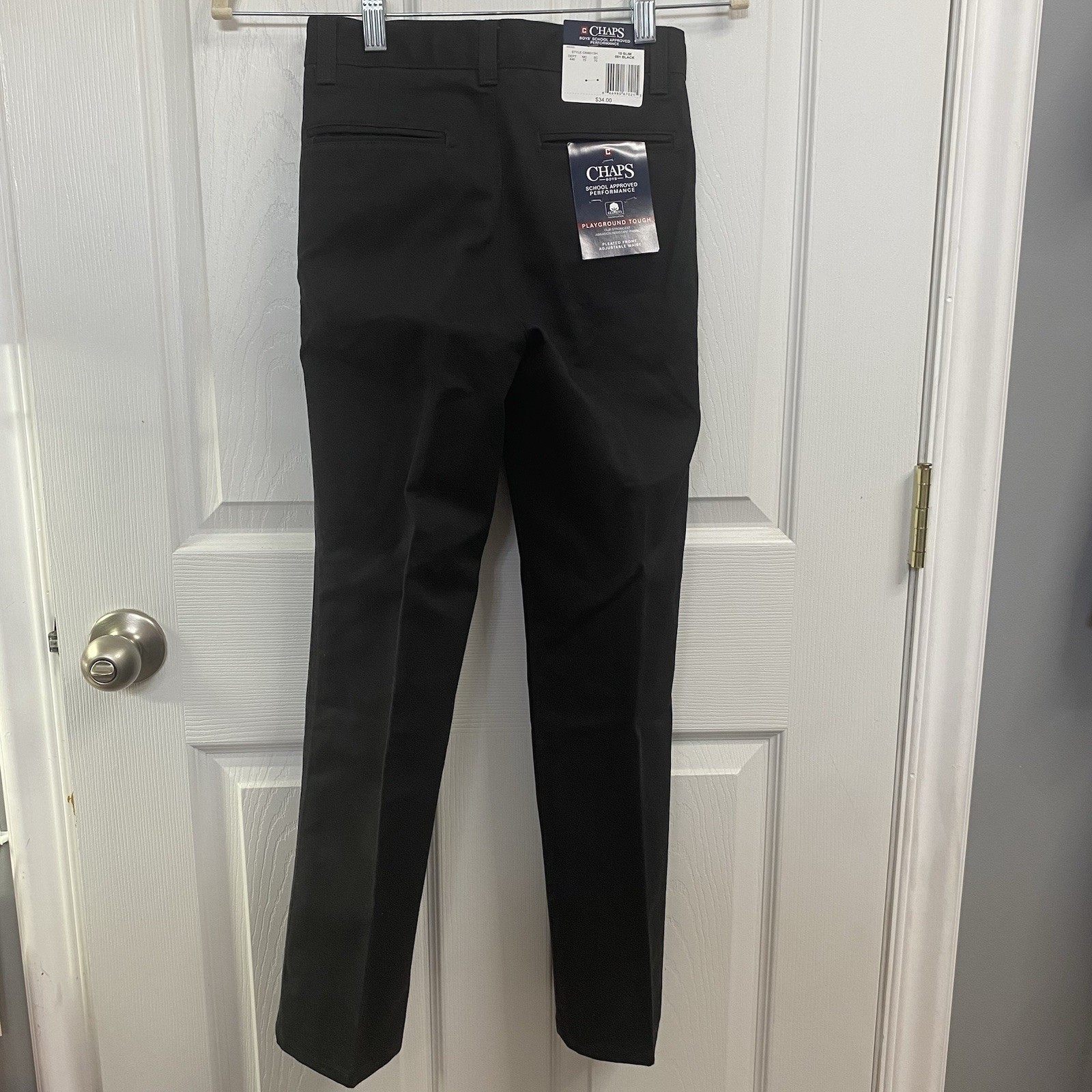 Chaps NWT Boys’ School Approved Black Pleated Front Pants Size 10 Slim