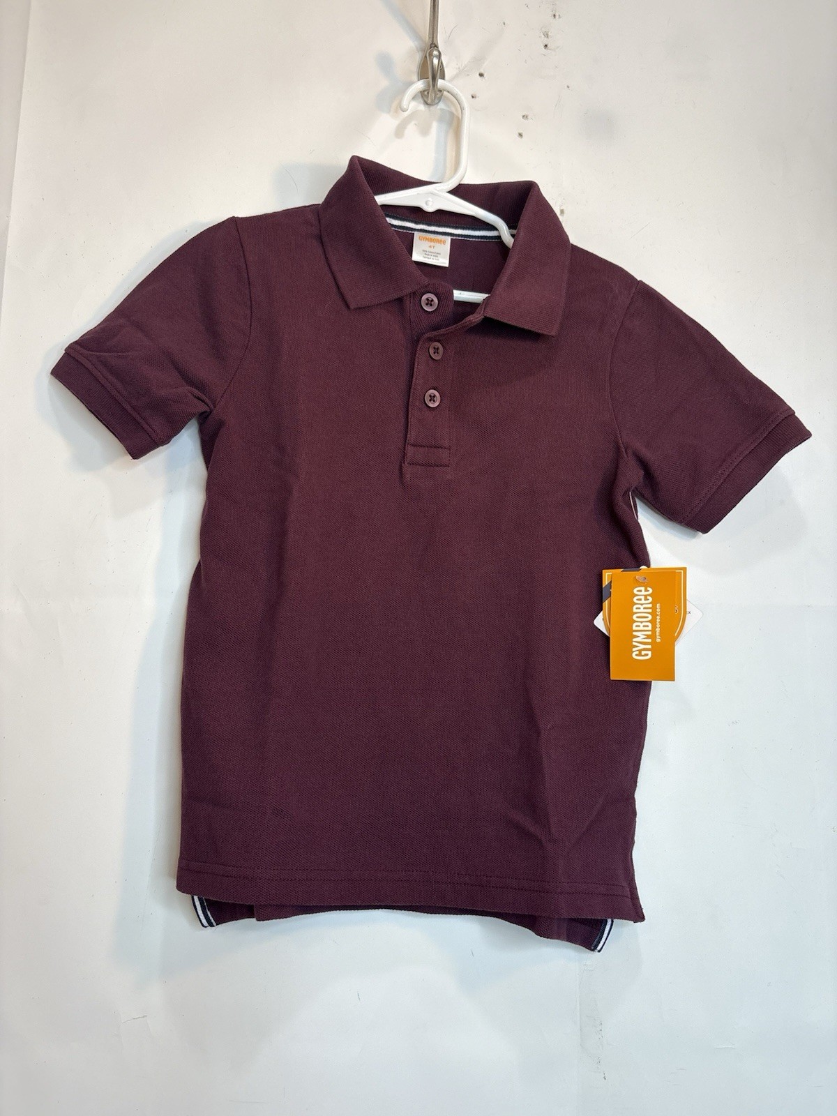 GYMBOREE Play Proof Boys Burgundy Stain-Resistant Polo Uniform Shirt