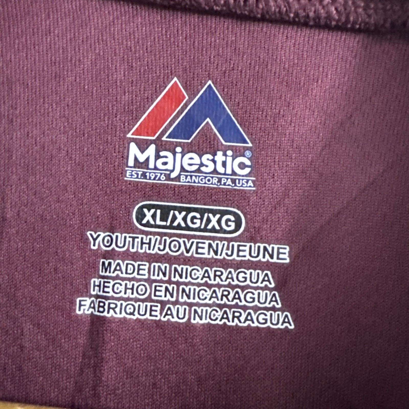 Majestic Burgundy South Shore Smoke Baseball Jersey XL Youth 2665