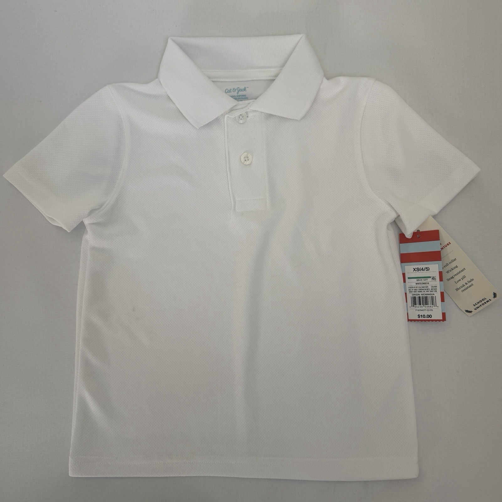 Cat & Jack Boys White Polo Shirt XS 4/5 School Uniform Short Sleeve NWT