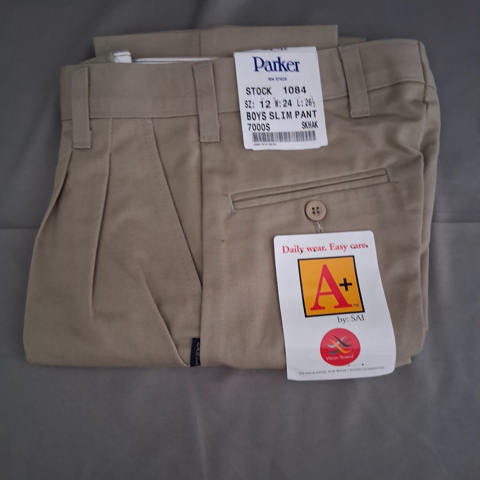 Parker A+ Boys Slim School Uniform Pants Sz 12 Khaki NWT Pleated Front