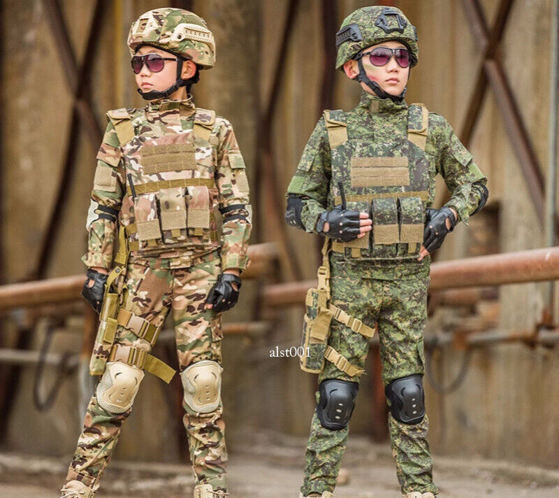 Children’s Camouflage Suit Special Forces Military Training Uniform with Helmet