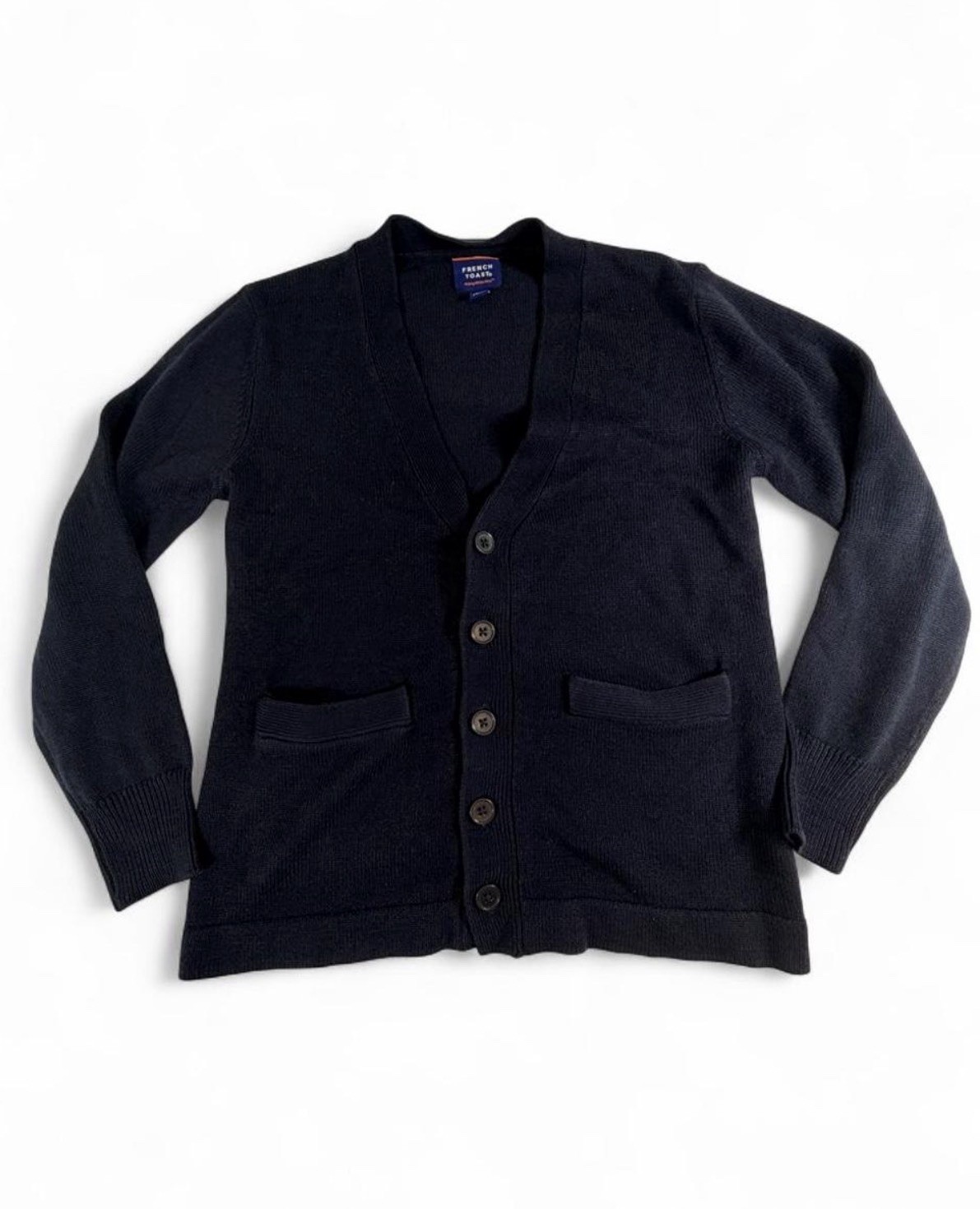 French Toast Boys Unisex Cardigan Sweater Navy Button Front Pockets Large (10)
