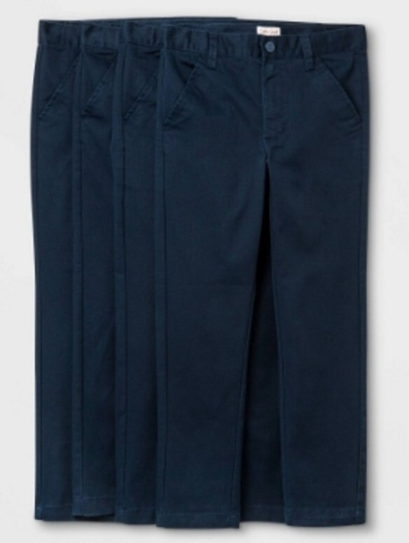Cat & Jack Boy’s 4/Pack Flat Front Stretch Uniform Chino Pants Dark Blue Size 5