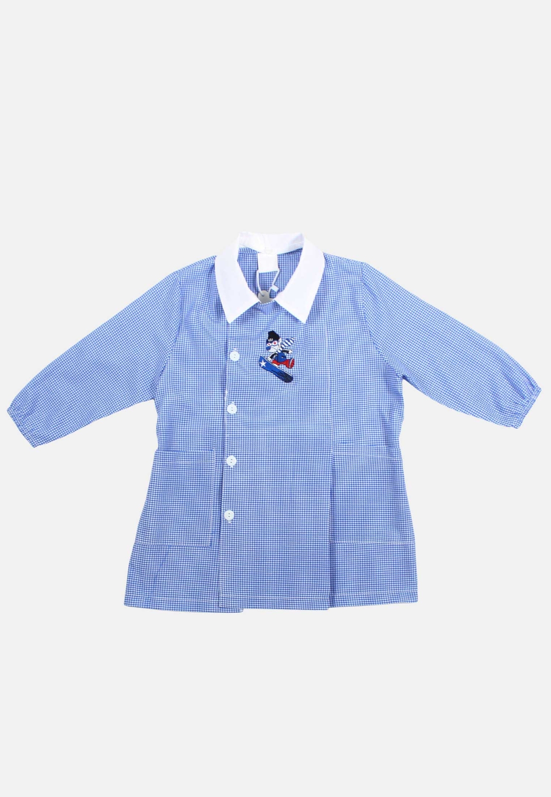 Kindergarten Apron Child Kindergarten Plaid Baby Embroidered Collar White