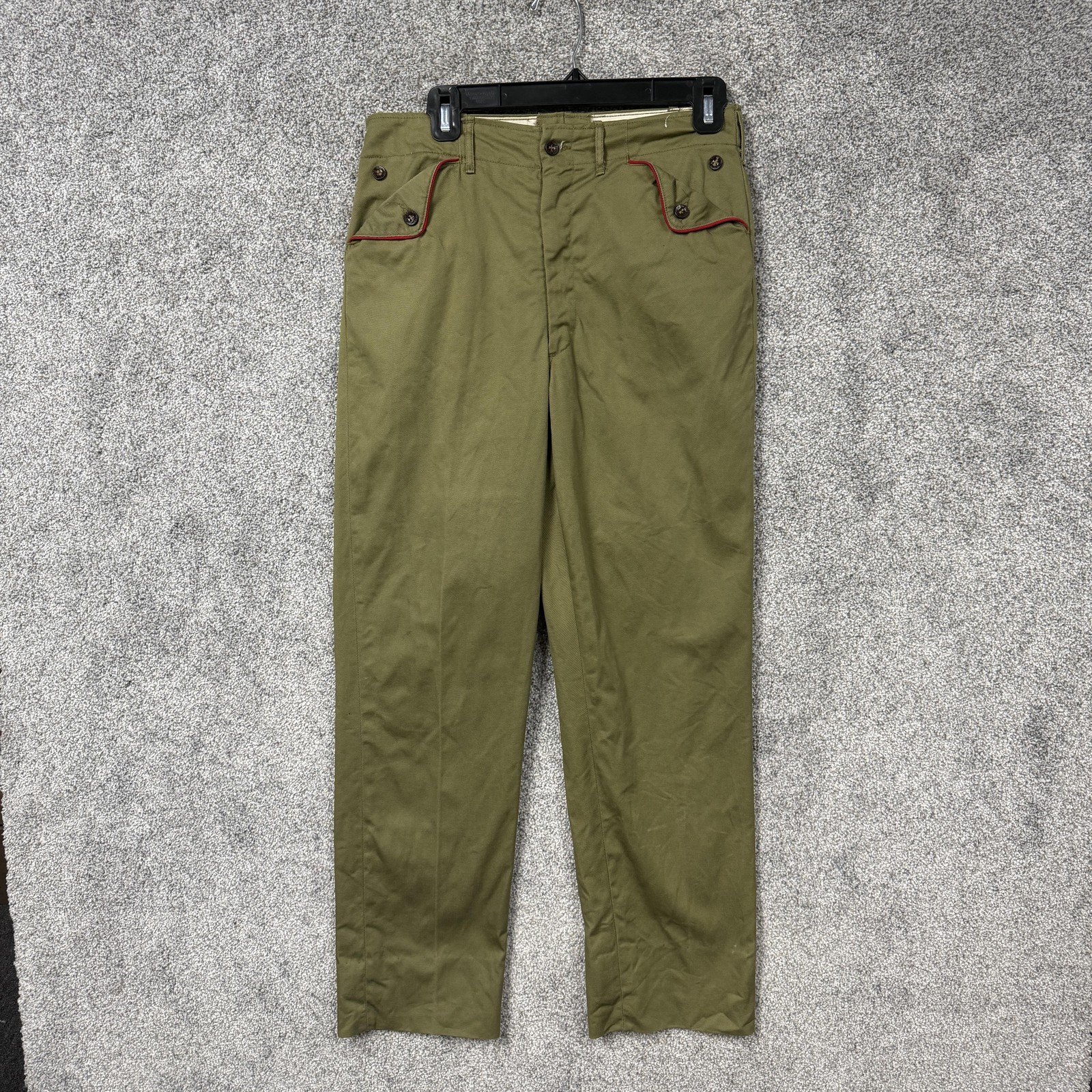 Vintage Boy Scouts Of America Shirt Pants Hat Set Boys 14 Green Uniform Twill