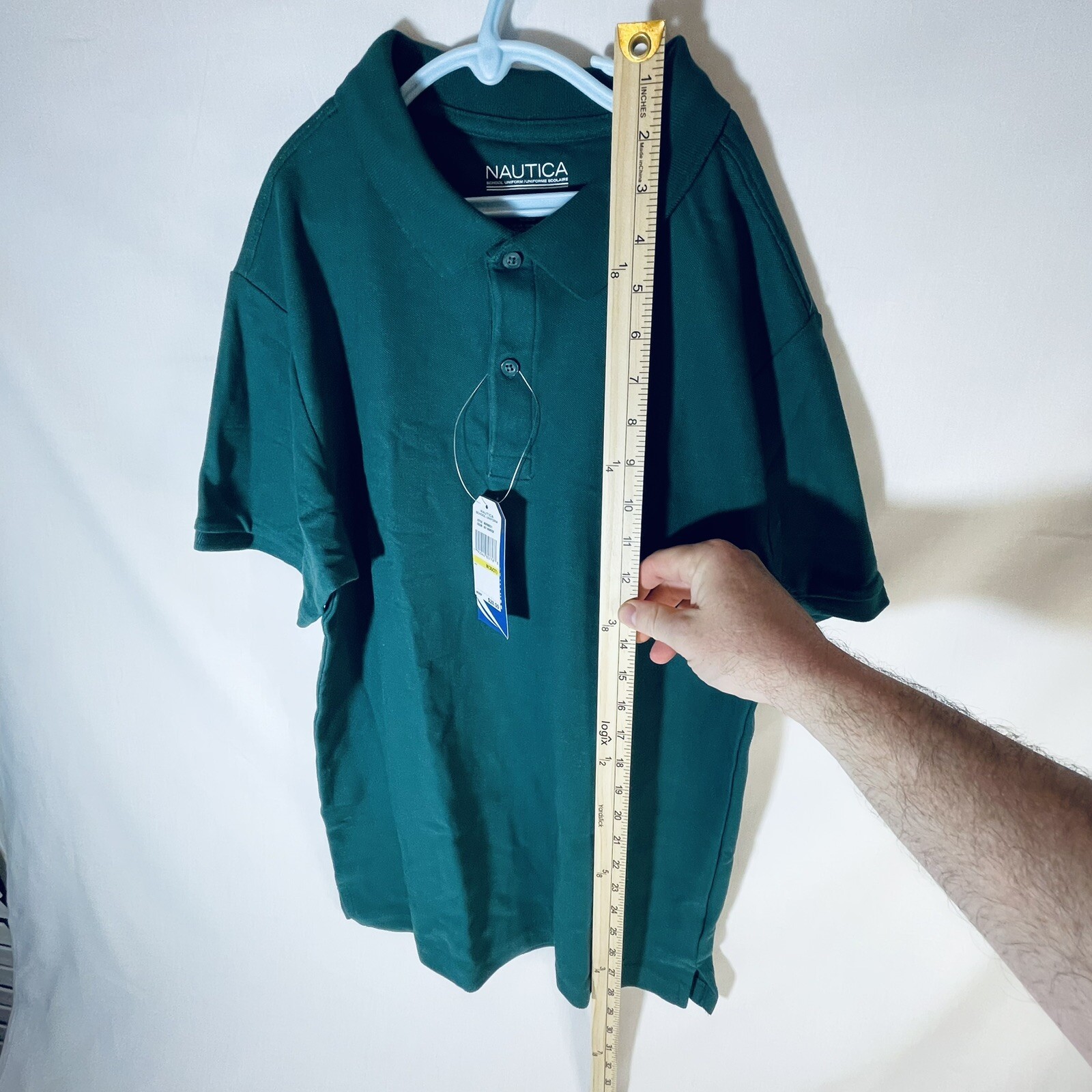 New Nautica Boy’s School Uniform Polo Shirt M (36/37) Hunter Green