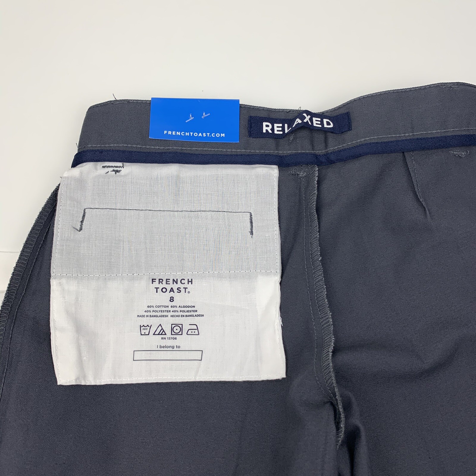 French Toast Boys Uniform Pants Relaxed Adjustable Waist Double Knee Grey Size 8