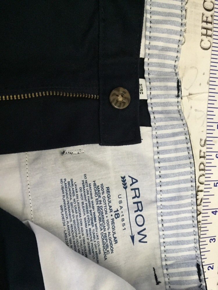 Arrow Boys Pleated Easy Care Wrinkle Free Stain Repellent Pants Navy Size 18