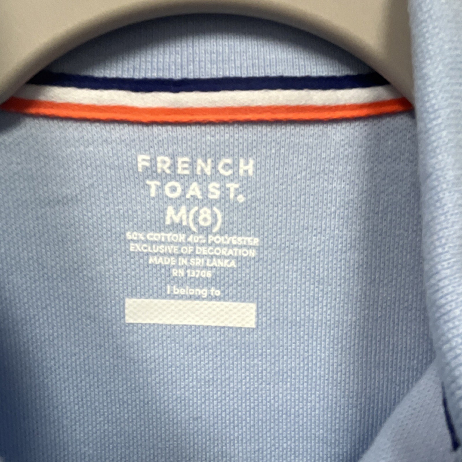 French Toast Boys Uniform Polo Shirt Blue M (8) Short Sleeve Solid Piqué