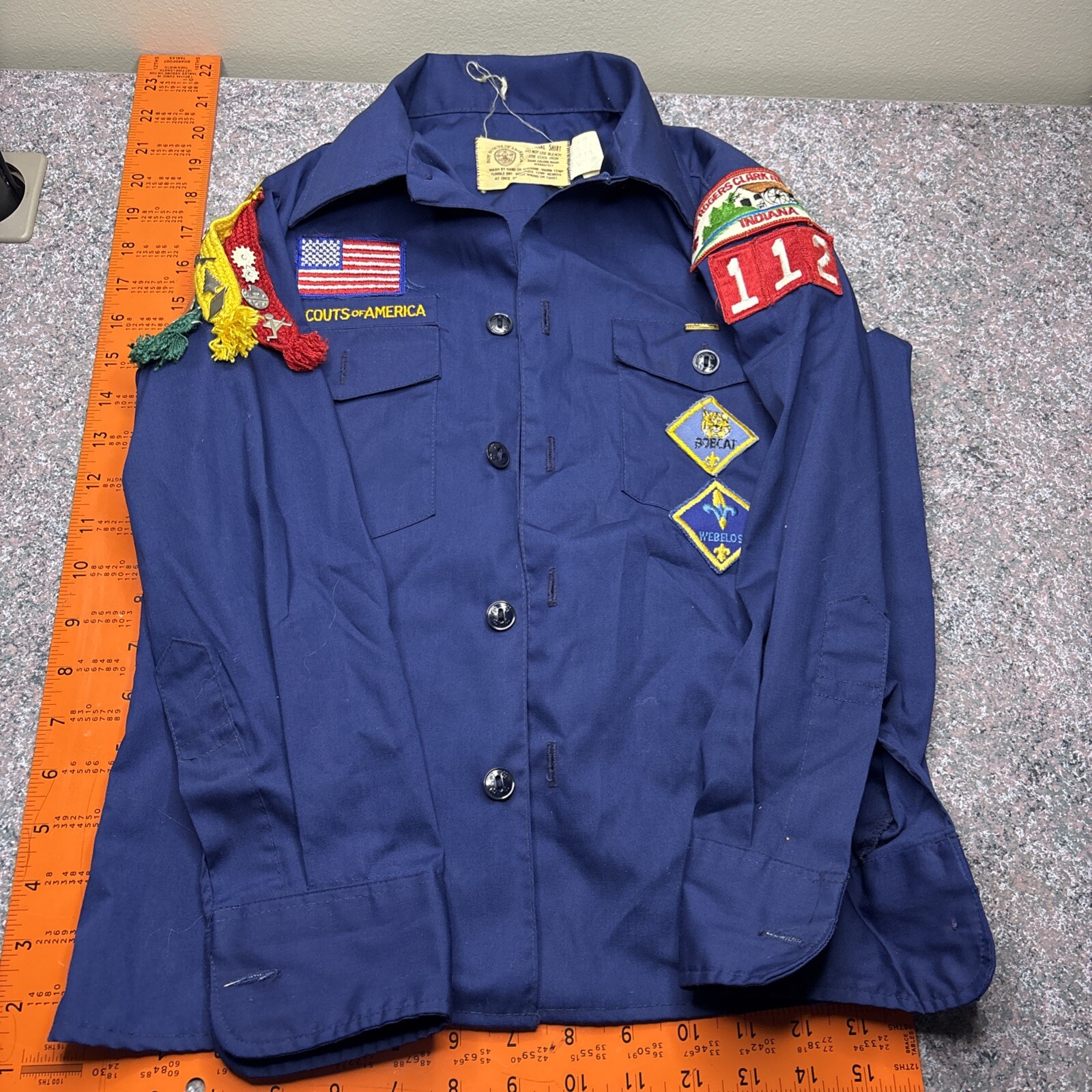 Boy Scouts BSA Uniform Official Youth Shirt Large Long Sleeve Button Blue