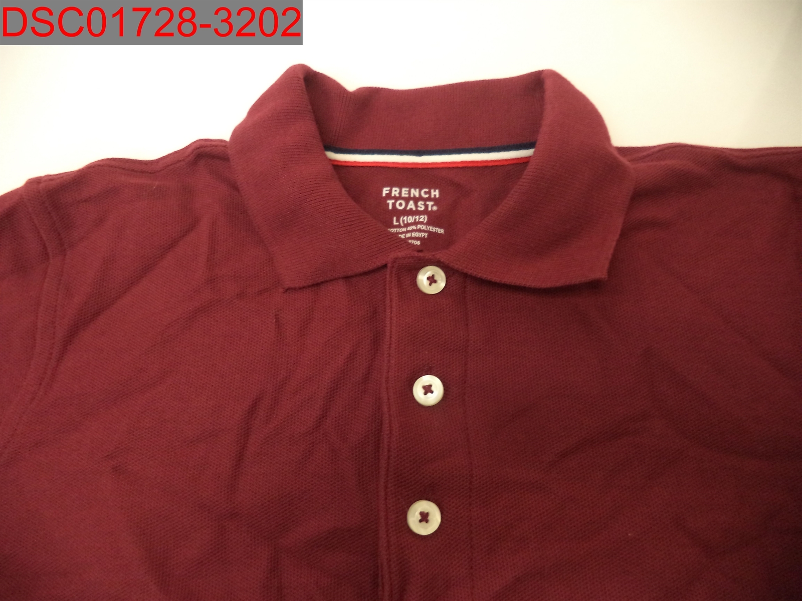 French Toast Boys Burgundy Long Sleeve Pique Polo Shirt, L (10/12) 884503502601