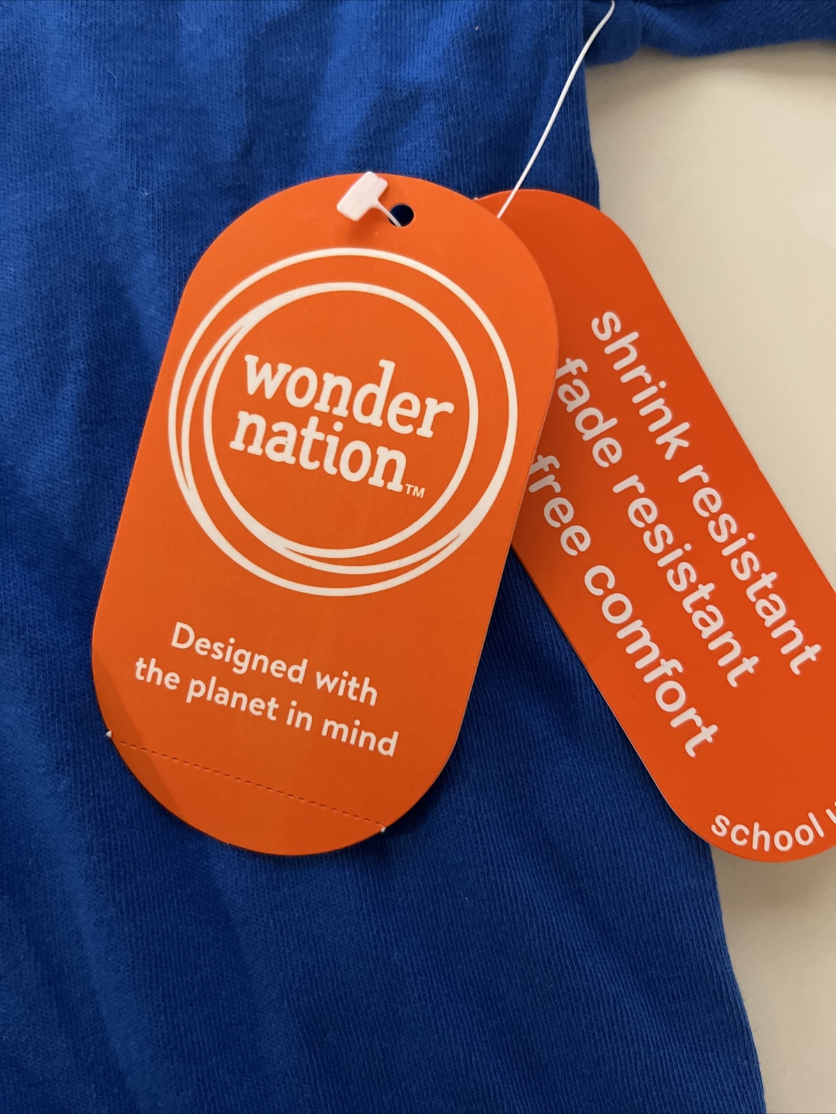 Wonder Nation Boys School Uniform S/S Pique Polo Shirts; Blue, M (7-8) LOT OF 2