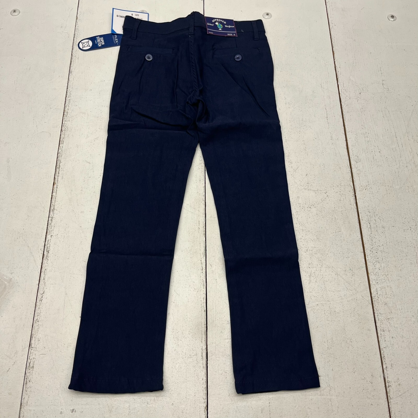 School Approved Uniform Dark Blue Super Stretch Khaki Pants Boys Size 8 NEW