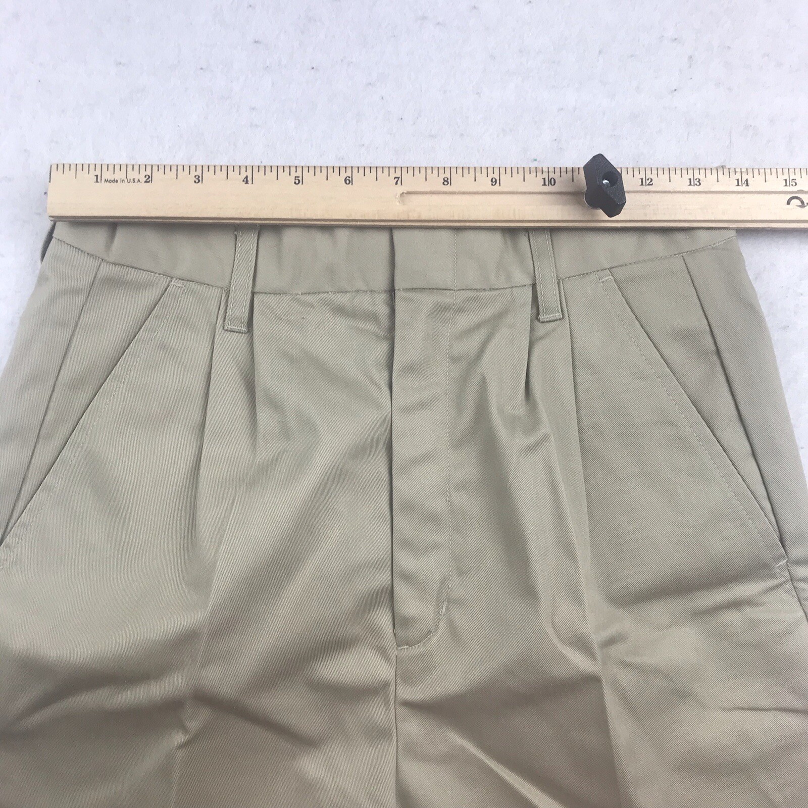 Authentic School Uniform Shorts Boys 18 Beige Elastic Waist Pleated Front NWT