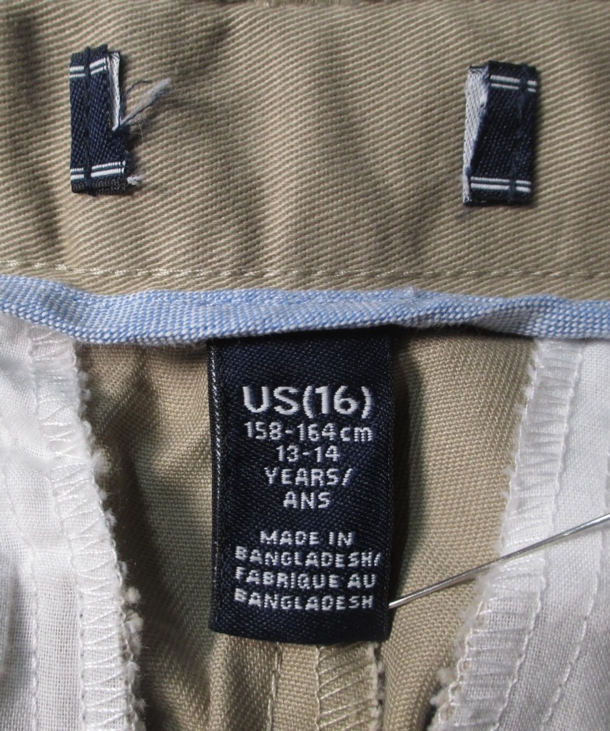 LANDS END Khaki School Uniform Plain Front Chino Pants Boys 16 INSEAM 28″ NEW