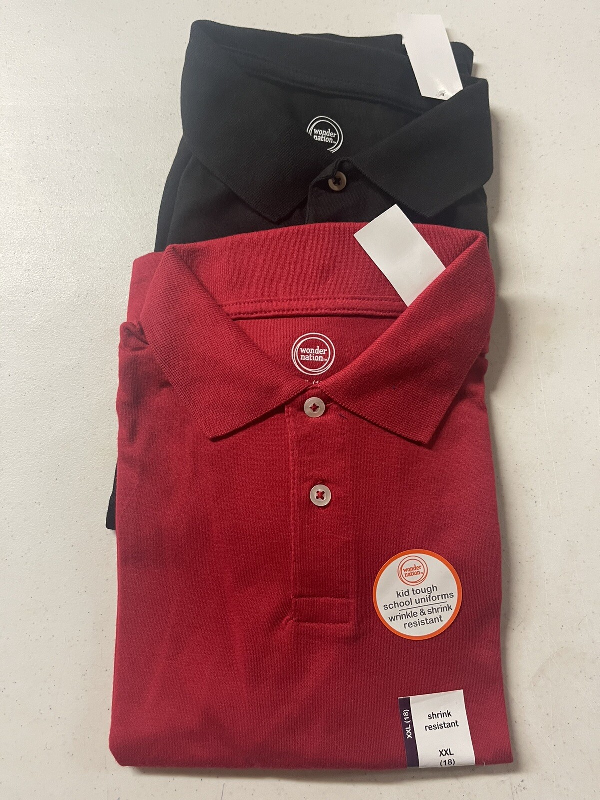 Lot Of 2 Wonder Nation Jersey Polo School Uniforms XXL (18) Unisex New SKU A7