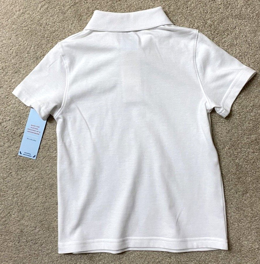 Cat & Jack Boys School Uniform White Polo Shirt Short Sleeve Size XS 4-5 New