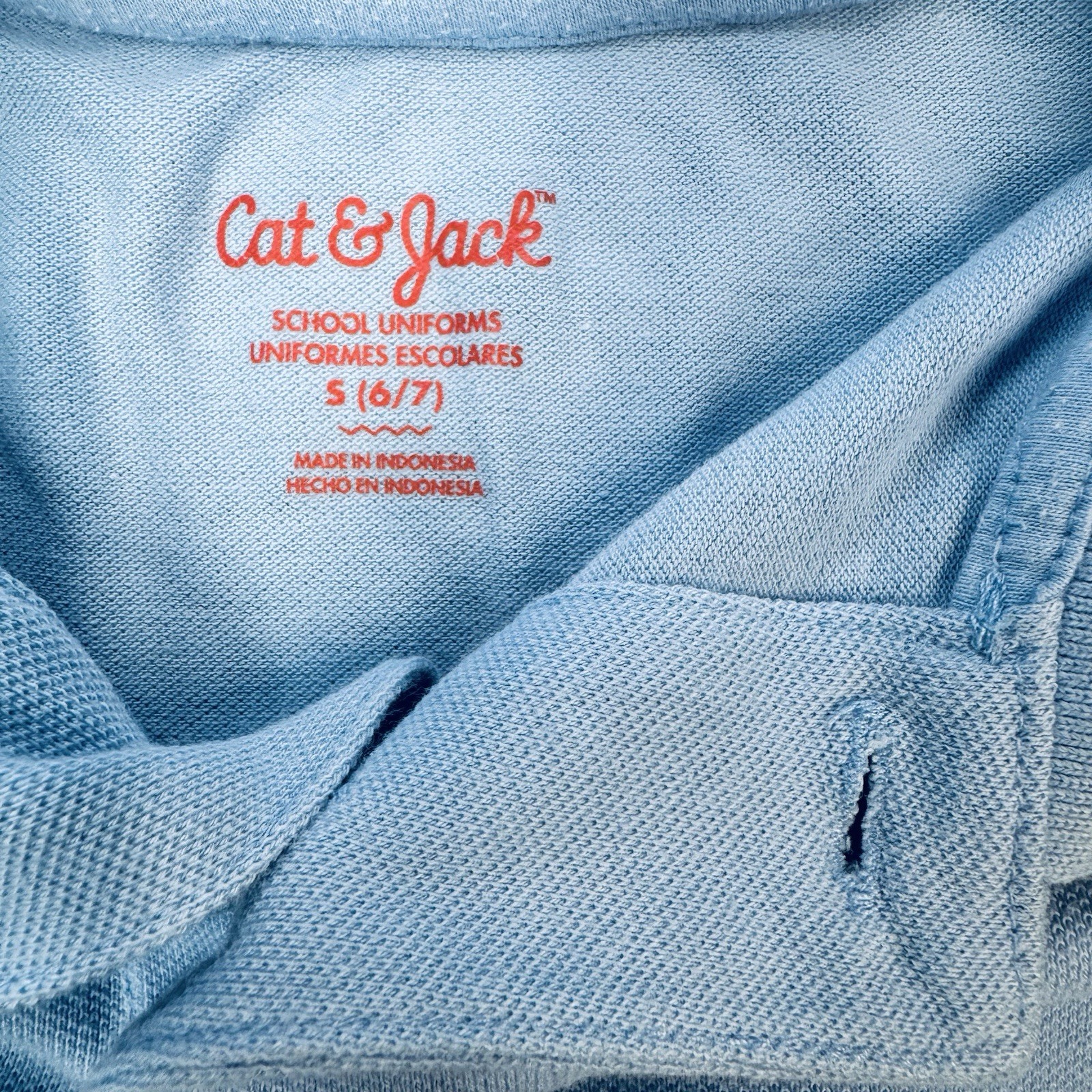 Cat & Jack Boys School Uniform Polo Shirt Light Blue S (6/7). -077
