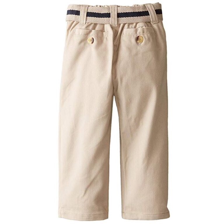 EDDIE BAUER SCHOOL BOY’S FLAT FRONT PANT WITH BELT ,KHAKI, SIZE 16