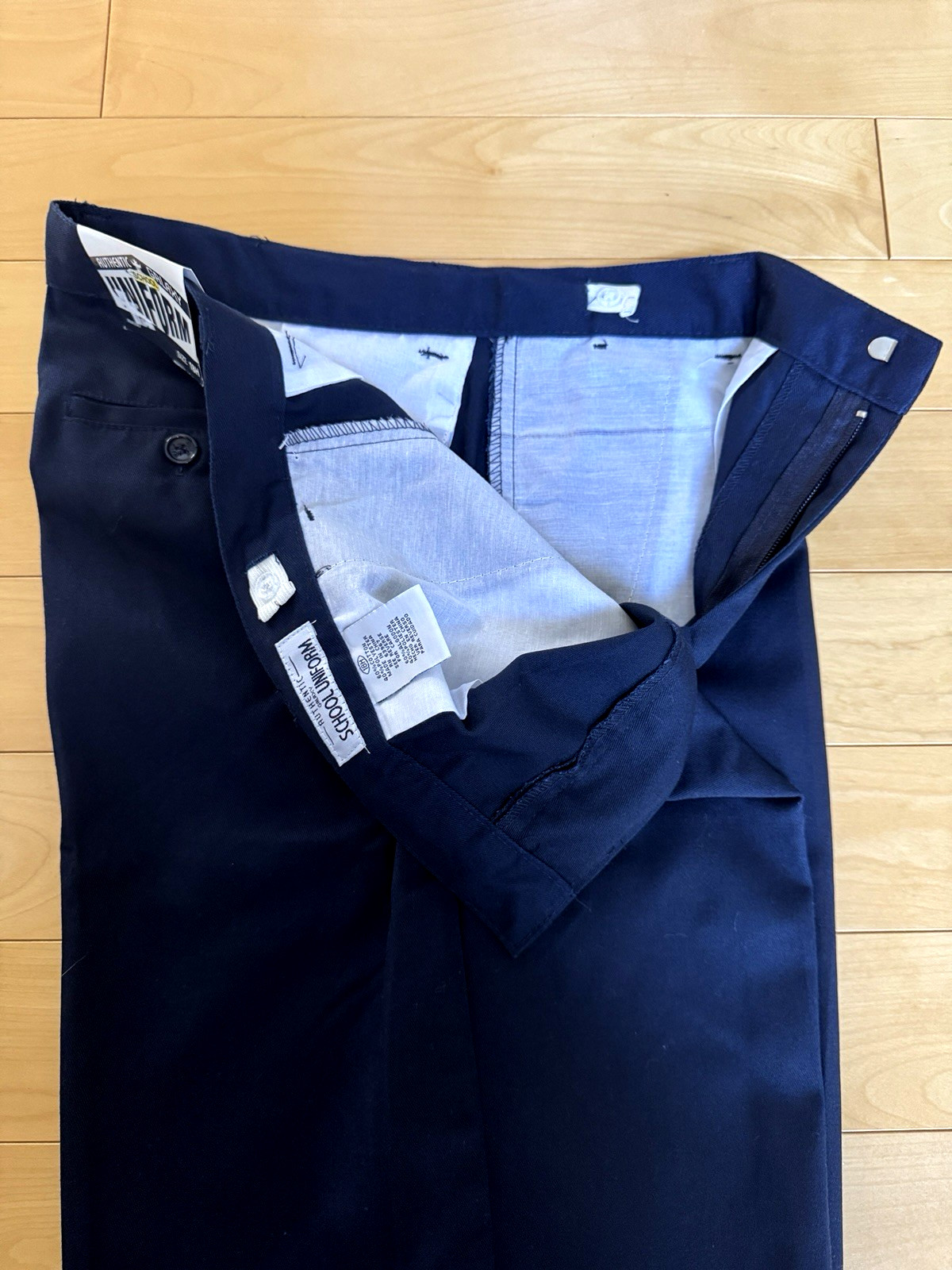 1 Boys Navy Flat Front Twill Chino School Uniform Shorts Adjust Waist SIZE 18H