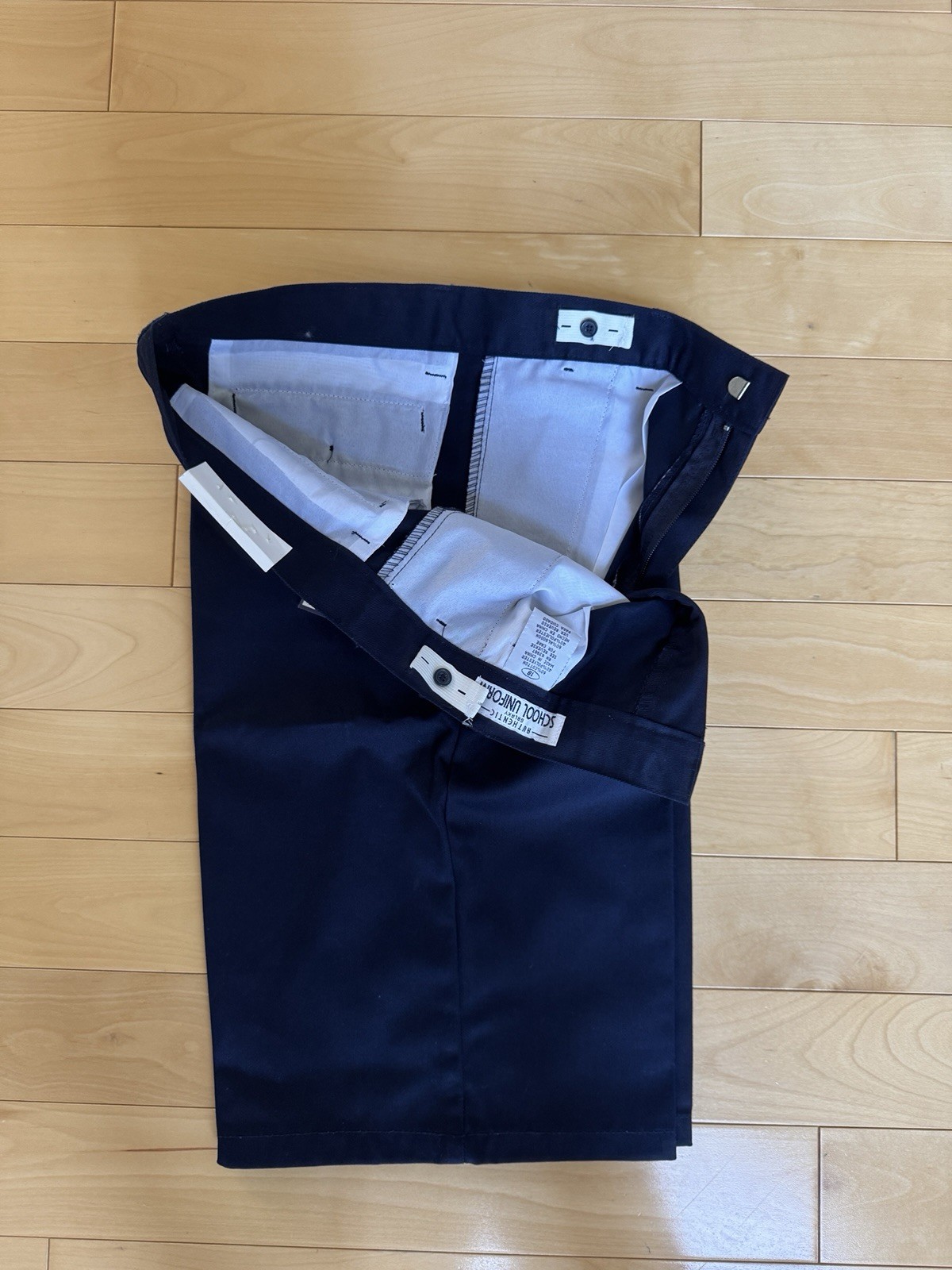 1 Boys Navy Flat Front Twill Chino School Uniform Shorts Adjust Waist SIZE 18