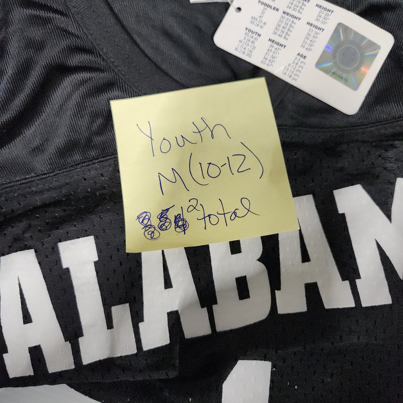 Kids Sports Alabama 1 Football Jersey Youth M 10-12 Black Polyester Pakistan 139