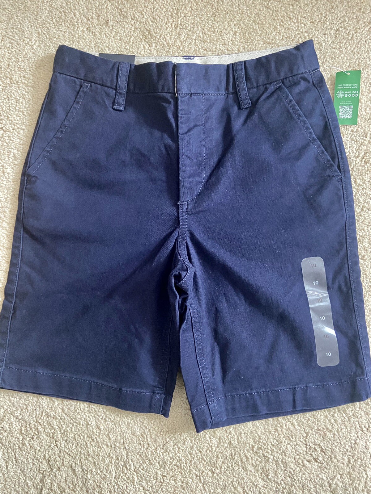 Gap Kids Size 10 Boys Shorts Navy Blue Cotton Dress Uniform Chino Flat Front NWT