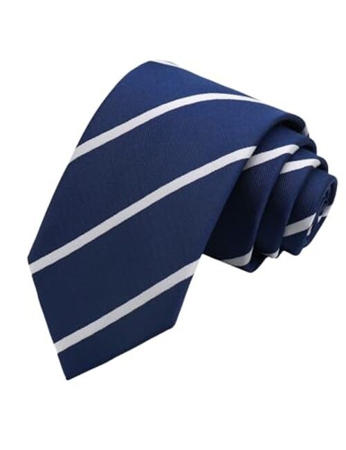 Striped Ties for Men 3.15″ Classic Plaid Pattern Mens Necktie for Navy White