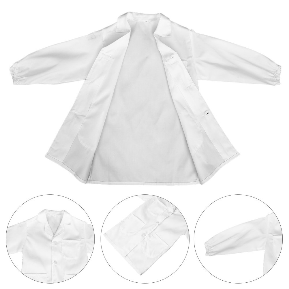Unisex Kids Lab Coat for Party White Scientist Costume Comfortable Fabric