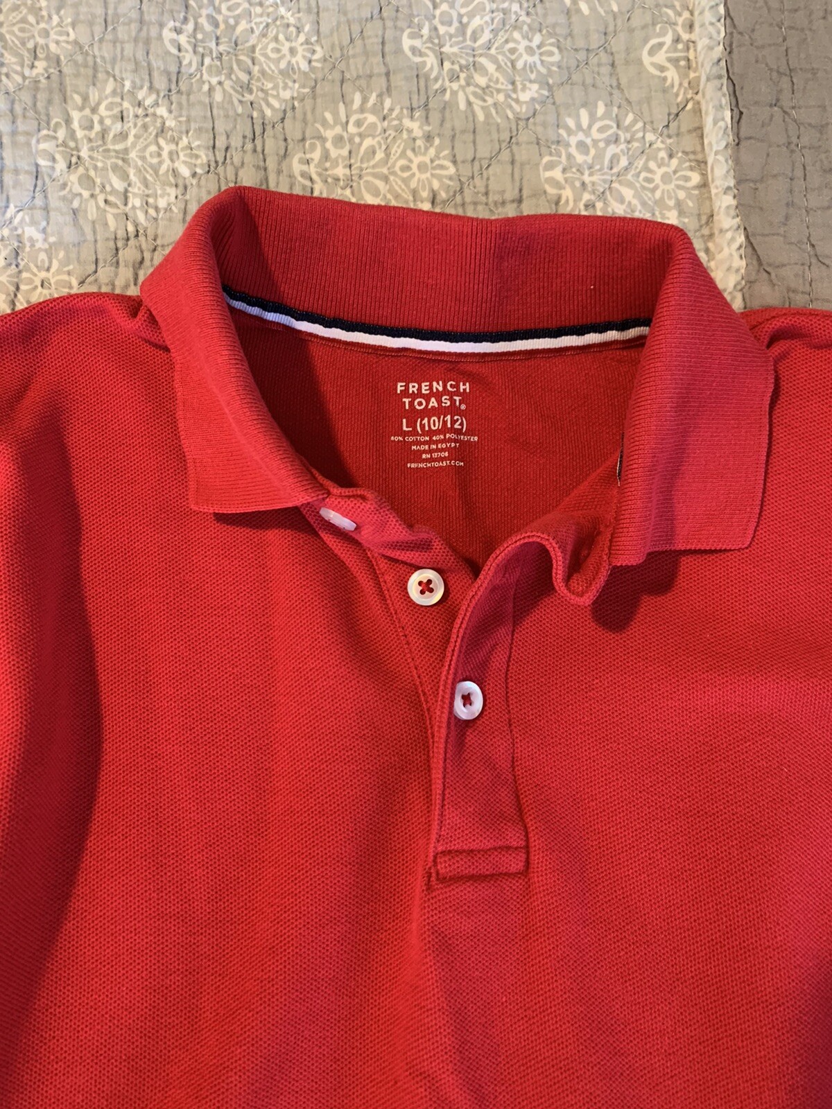 French Toast Boys Size 10/12 School Uniform Polo Shirts Long Sleeve, 3 Shirts