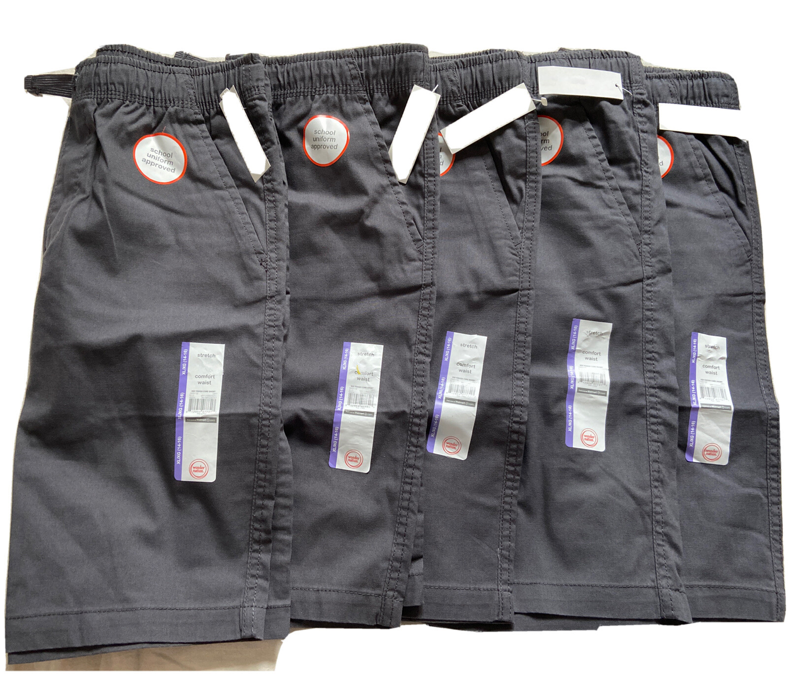 Wonder Nation Boys School Uniform Shorts Lot of Five Size XL (14-16)