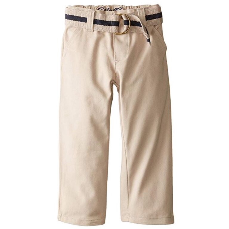 EDDIE BAUER SCHOOL BOY’S FLAT FRONT PANT WITH BELT ,KHAKI, SIZE 16
