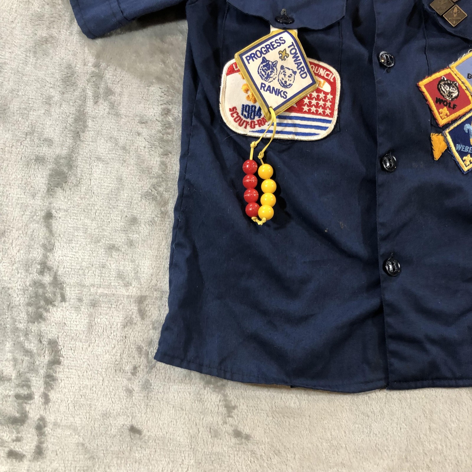Vintage Boy Scouts Of America Shirt Youth Small Blue Uniform Patches 1980s
