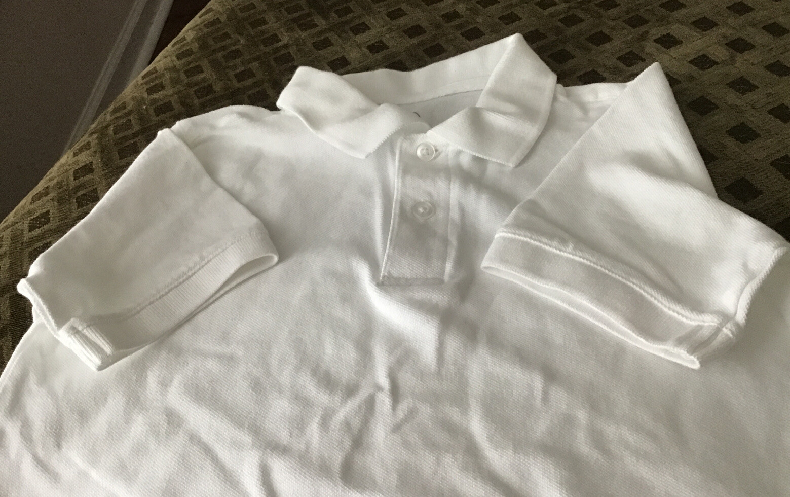 Boys Shirt, White, Polo Style Size 8 M, 100% Cotton, Wonder Nation