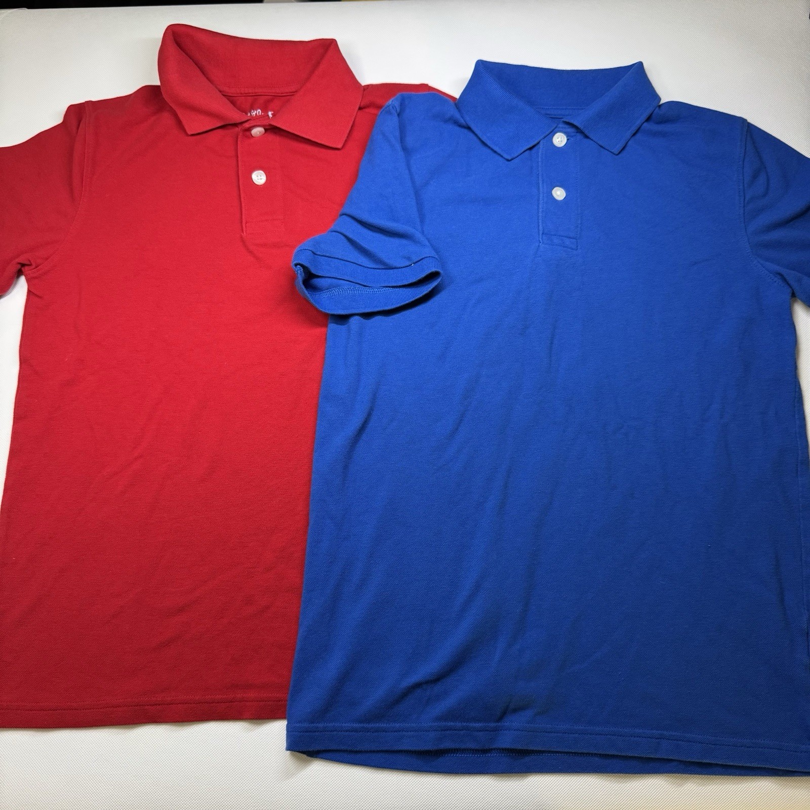 Cat & Jack Polo Shirt Boys Medium Large 12-14 Blue Red School Uniform Lot of 2
