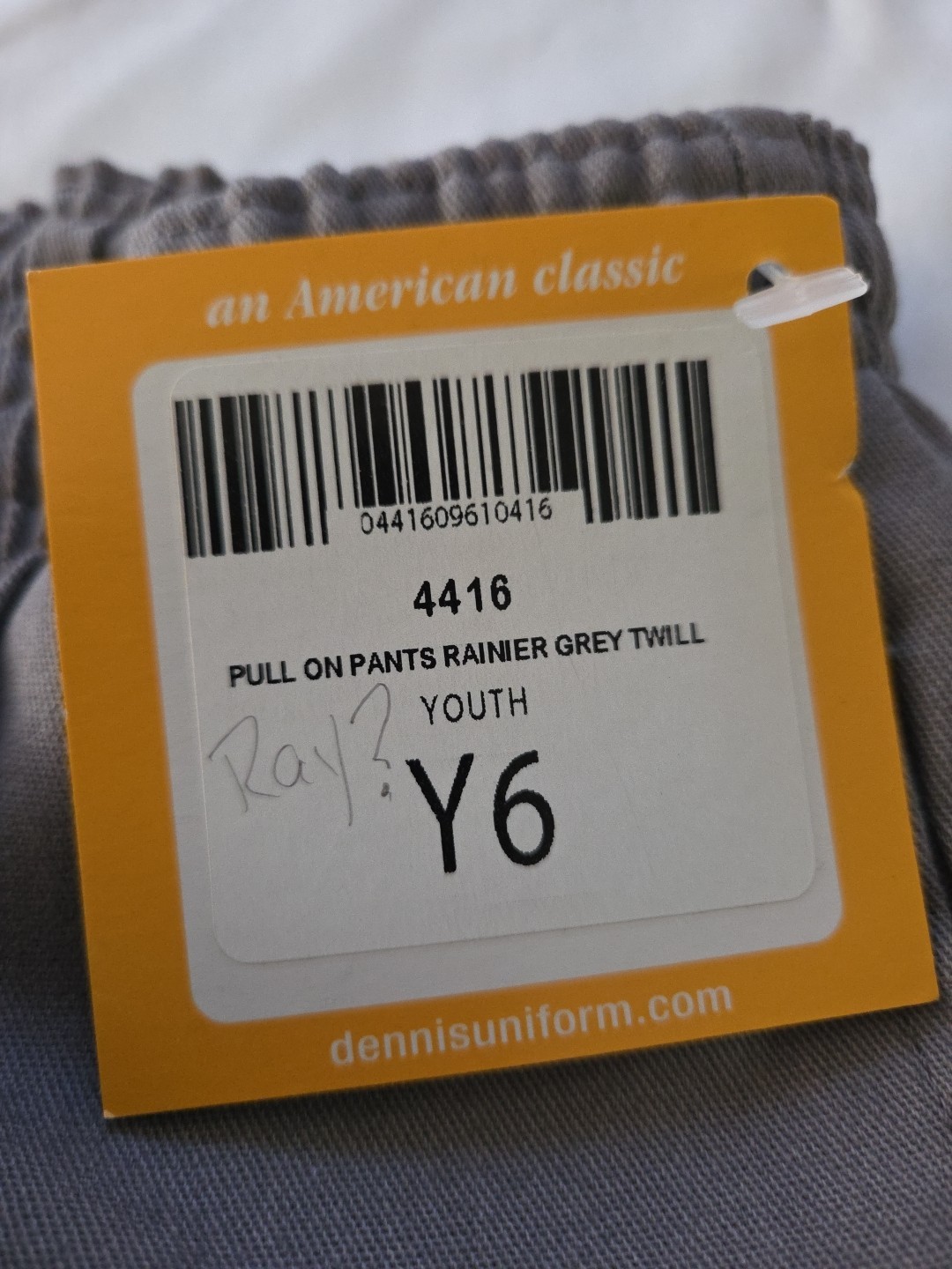 Dennis Uniform Youth Y6 Pull On Rainer Grey Twill Pants Unisex NEW